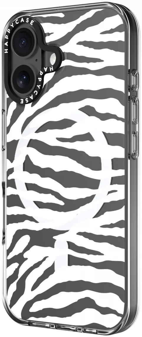 HappyCase Joy Apple iPhone 16 Hoesje MagSafe Back Cover Silver Zebra afbeelding 16