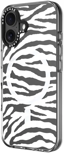HappyCase Joy Apple iPhone 16 Hoesje MagSafe Back Cover Silver Zebra afbeelding 16