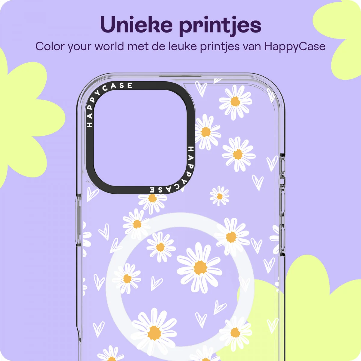 HappyCase Joy Apple iPhone 16 Pro Hoesje MagSafe Back Cover Daisy Hearts afbeelding 4