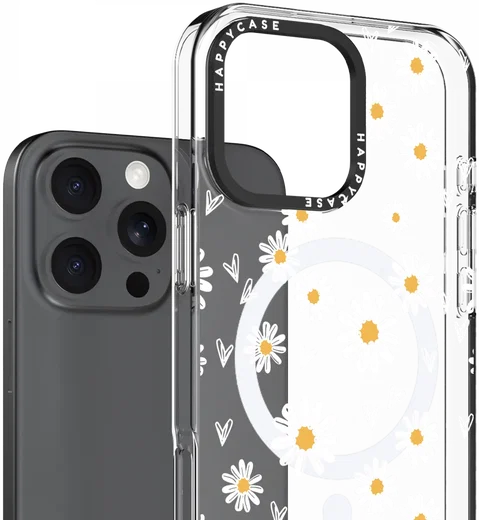 HappyCase Joy Apple iPhone 16 Pro Hoesje MagSafe Back Cover Daisy Hearts afbeelding 2