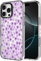 HappyCase Joy Apple iPhone 16 Pro Hoesje MagSafe Back Cover Purple Floral afbeelding
