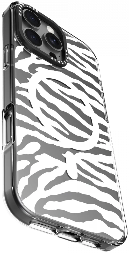 HappyCase Joy Apple iPhone 16 Pro Hoesje MagSafe Back Cover Silver Zebra afbeelding 12