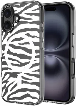 HappyCase Joy Apple iPhone 16 Plus Hoesje MagSafe Back Cover Silver Zebra