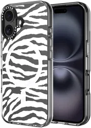 HappyCase Joy Apple iPhone 16 Plus Hoesje MagSafe Back Cover Silver Zebra afbeelding