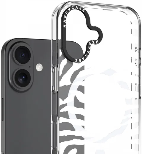 HappyCase Joy Apple iPhone 16 Plus Hoesje MagSafe Back Cover Silver Zebra afbeelding 2