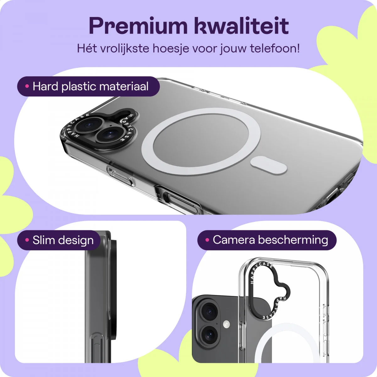 HappyCase Joy Apple iPhone 16 Plus Hoesje MagSafe Back Cover Crystal Clear afbeelding 3