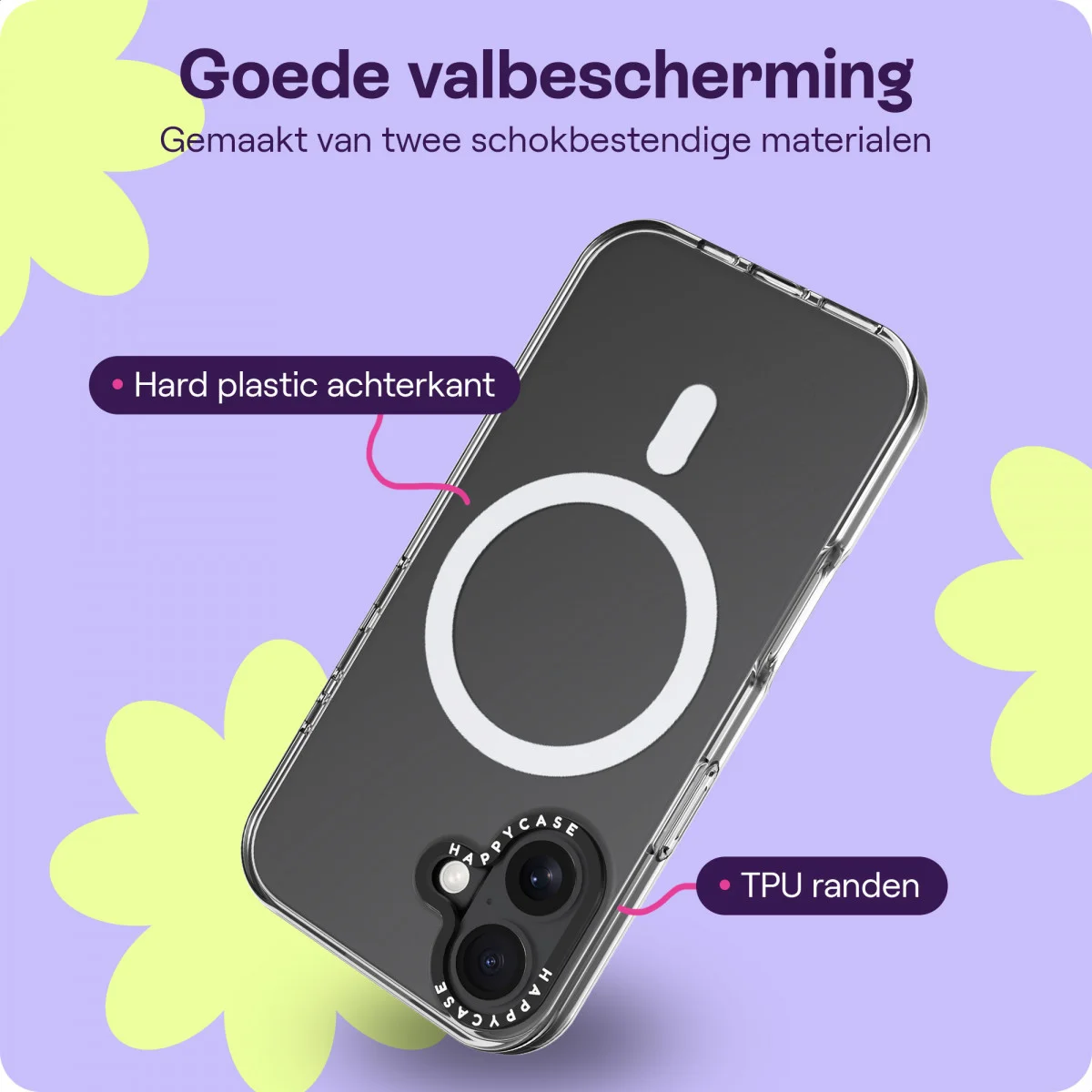 HappyCase Joy Apple iPhone 16 Plus Hoesje MagSafe Back Cover Crystal Clear afbeelding 6