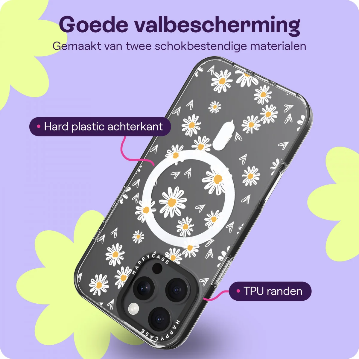HappyCase Joy Apple iPhone 16 Pro Max Hoesje MagSafe Back Cover Daisy Hearts afbeelding 6