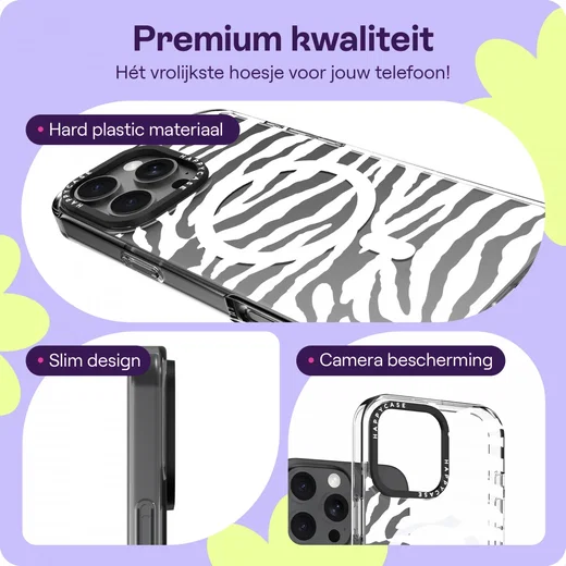 HappyCase Joy Apple iPhone 16 Pro Max Hoesje MagSafe Back Cover Silver Zebra afbeelding 3