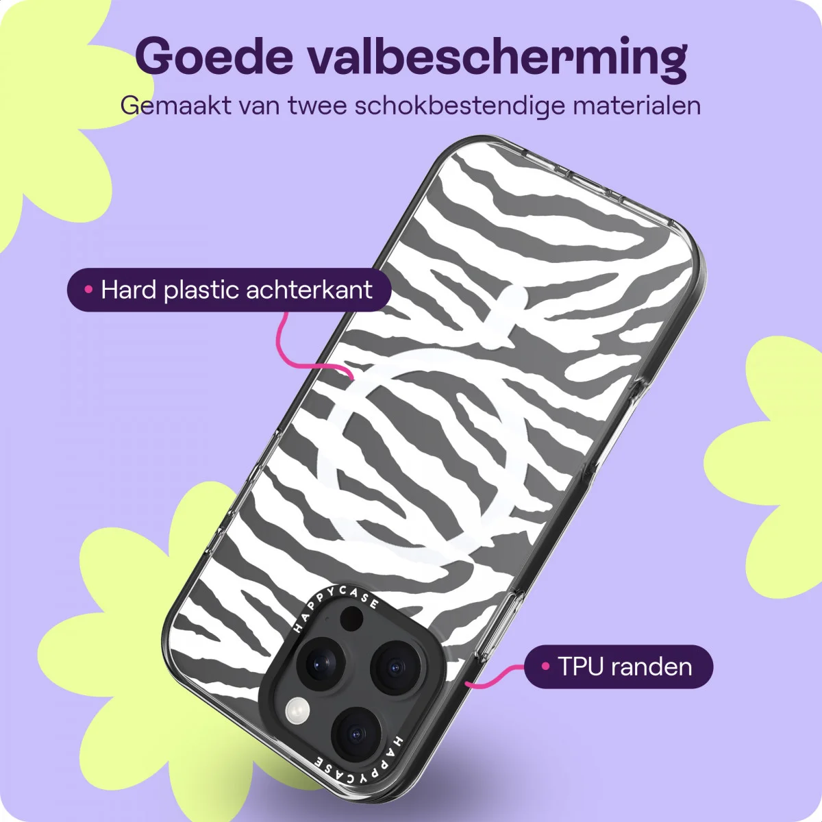 HappyCase Joy Apple iPhone 16 Pro Max Hoesje MagSafe Back Cover Silver Zebra afbeelding 6