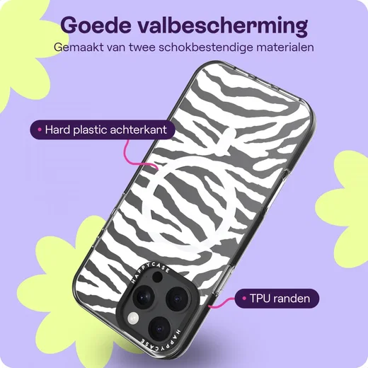 HappyCase Joy Apple iPhone 16 Pro Max Hoesje MagSafe Back Cover Silver Zebra afbeelding 6