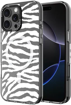 HappyCase Joy Apple iPhone 16 Pro Max Hoesje MagSafe Back Cover Silver Zebra