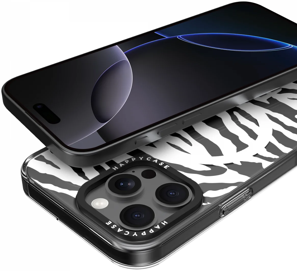 HappyCase Joy Apple iPhone 16 Pro Max Hoesje MagSafe Back Cover Silver Zebra afbeelding 11