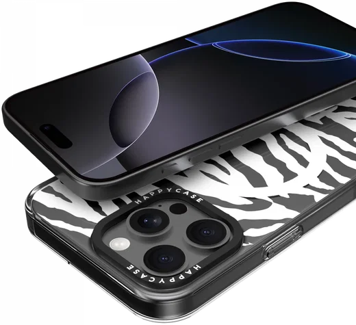 HappyCase Joy Apple iPhone 16 Pro Max Hoesje MagSafe Back Cover Silver Zebra afbeelding 11