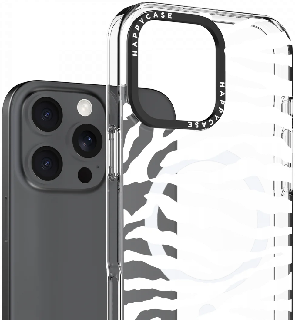 HappyCase Joy Apple iPhone 16 Pro Max Hoesje MagSafe Back Cover Silver Zebra afbeelding 2