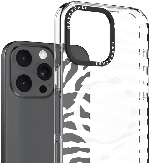 HappyCase Joy Apple iPhone 16 Pro Max Hoesje MagSafe Back Cover Silver Zebra afbeelding 2