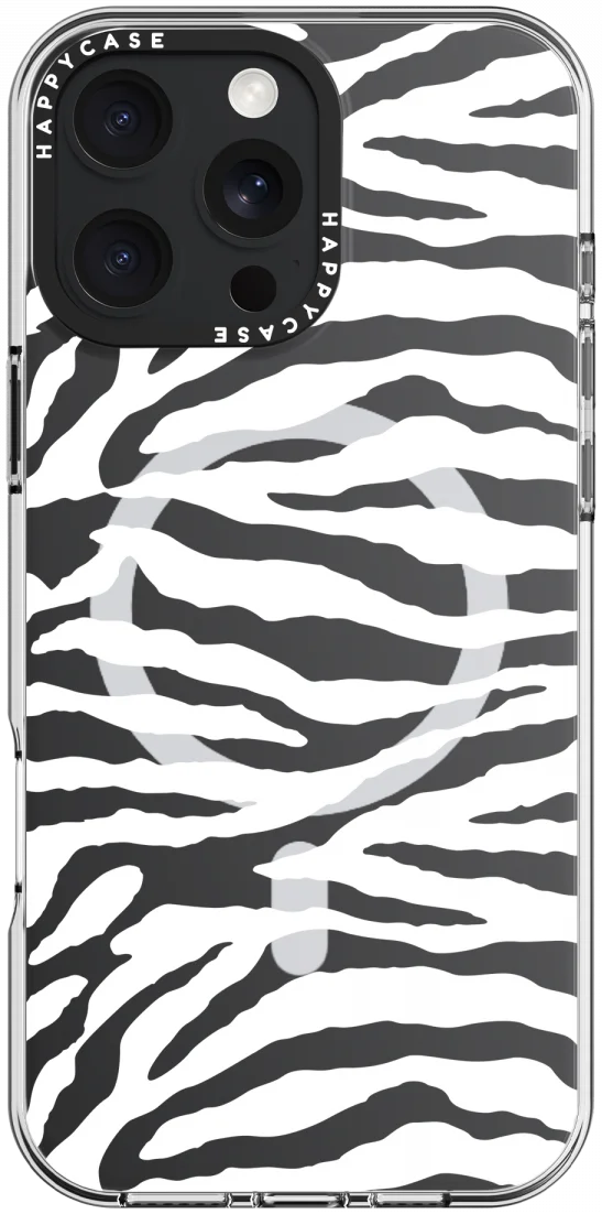 HappyCase Joy Apple iPhone 16 Pro Max Hoesje MagSafe Back Cover Silver Zebra afbeelding 14