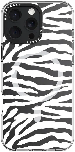 HappyCase Joy Apple iPhone 16 Pro Max Hoesje MagSafe Back Cover Silver Zebra afbeelding 14
