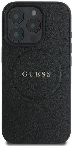 Guess Grained Gold Ring iPhone 16 Pro Hoesje MagSafe Back Cover Zwart afbeelding 2