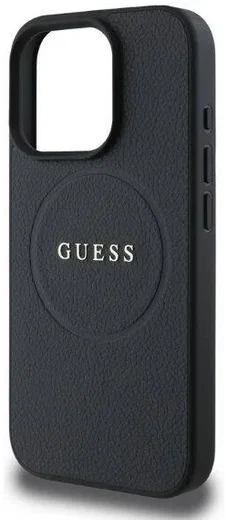 Guess Grained Gold Ring iPhone 16 Pro Hoesje MagSafe Back Cover Zwart afbeelding 4