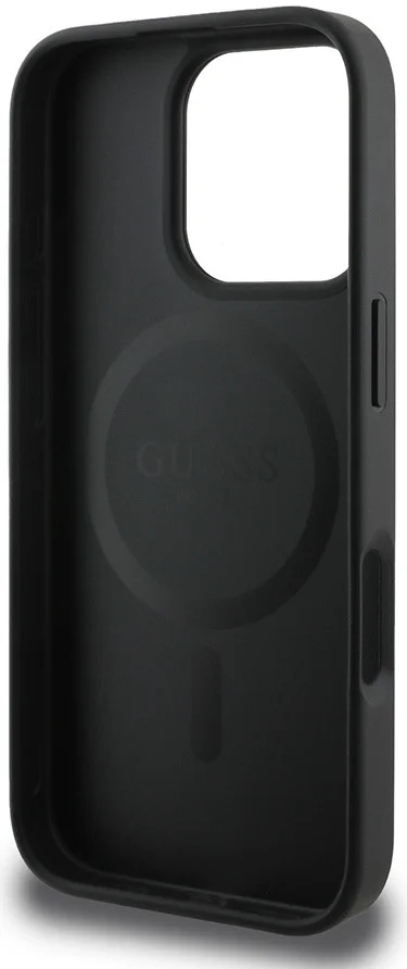 Guess Grained Gold Ring iPhone 16 Pro Hoesje MagSafe Back Cover Zwart afbeelding 5