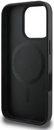 Guess Grained Gold Ring iPhone 16 Pro Hoesje MagSafe Back Cover Zwart afbeelding 5