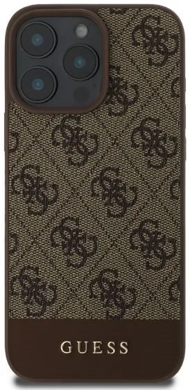 Guess 4G Bottom Stripe Apple iPhone 16 Pro Hoesje Back Cover Bruin afbeelding 2