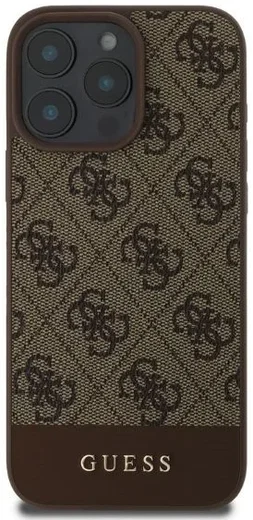 Guess 4G Bottom Stripe Apple iPhone 16 Pro Hoesje Back Cover Bruin afbeelding 2