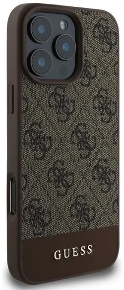 Guess 4G Bottom Stripe Apple iPhone 16 Pro Hoesje Back Cover Bruin afbeelding 3