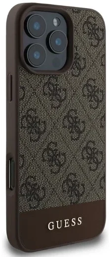 Guess 4G Bottom Stripe Apple iPhone 16 Pro Hoesje Back Cover Bruin afbeelding 3