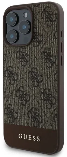 Guess 4G Bottom Stripe Apple iPhone 16 Pro Hoesje Back Cover Bruin afbeelding 4