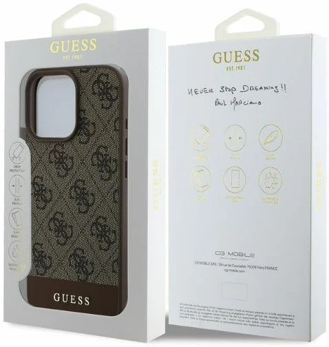 Guess 4G Bottom Stripe Apple iPhone 16 Pro Hoesje Back Cover Bruin afbeelding 5
