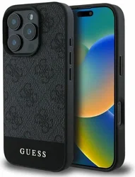 Guess 4G Bottom Stripe Apple iPhone 16 Pro Max Hoesje Back Cover Zwart afbeelding