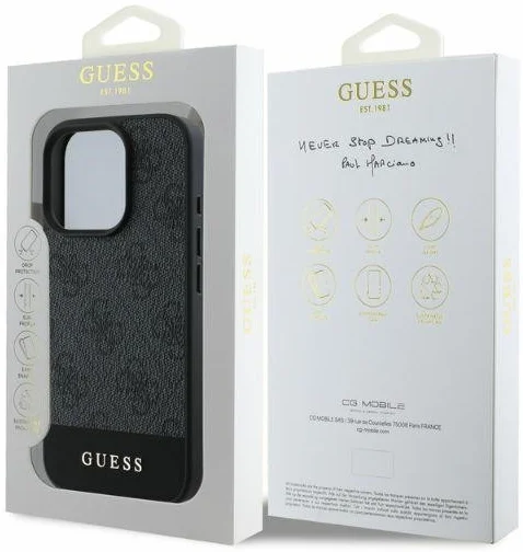 Guess 4G Bottom Stripe Apple iPhone 16 Pro Max Hoesje Back Cover Zwart afbeelding 5