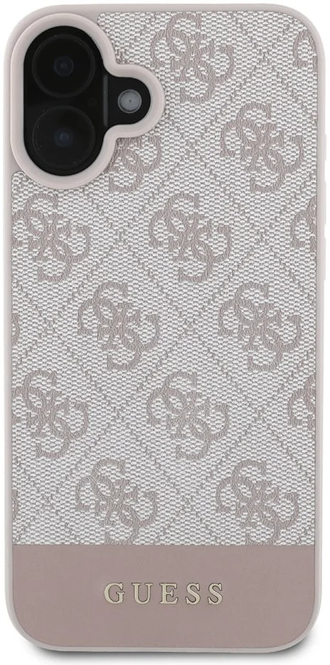Guess 4G Bottom Stripe Apple iPhone 16 Hoesje Back Cover Roze afbeelding 2