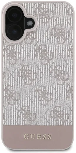 Guess 4G Bottom Stripe Apple iPhone 16 Hoesje Back Cover Roze afbeelding 2
