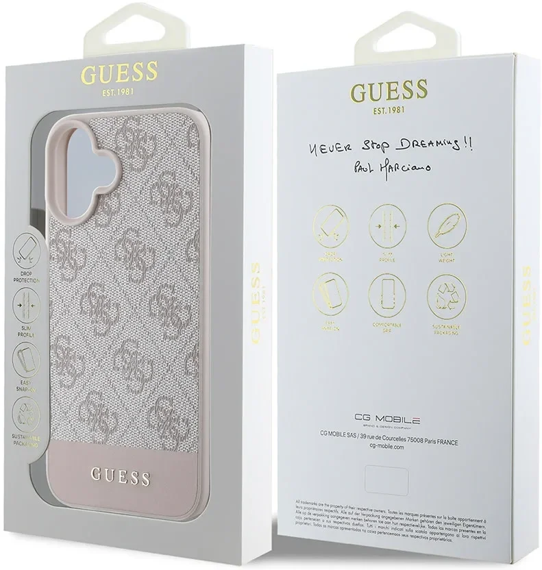 Guess 4G Bottom Stripe Apple iPhone 16 Hoesje Back Cover Roze afbeelding 8