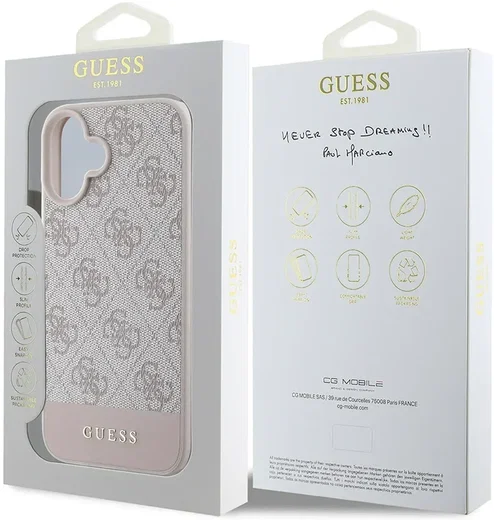 Guess 4G Bottom Stripe Apple iPhone 16 Hoesje Back Cover Roze afbeelding 8