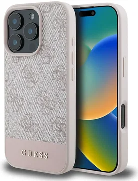 Guess 4G Bottom Stripe Apple iPhone 16 Pro Hoesje Back Cover Roze