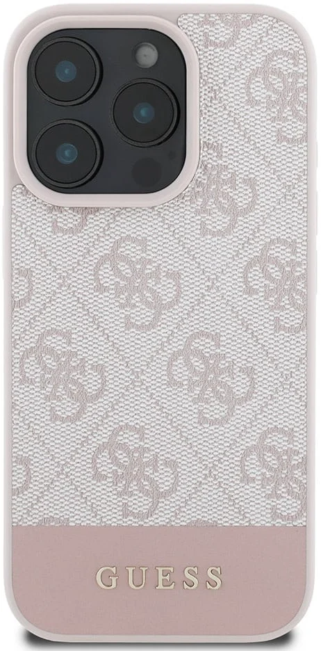 Guess 4G Bottom Stripe Apple iPhone 16 Pro Hoesje Back Cover Roze afbeelding 2
