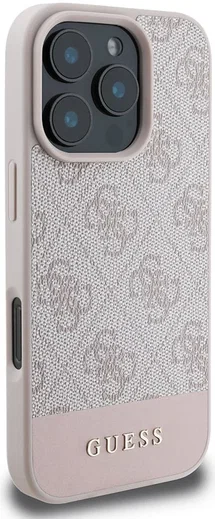 Guess 4G Bottom Stripe Apple iPhone 16 Pro Hoesje Back Cover Roze afbeelding 3