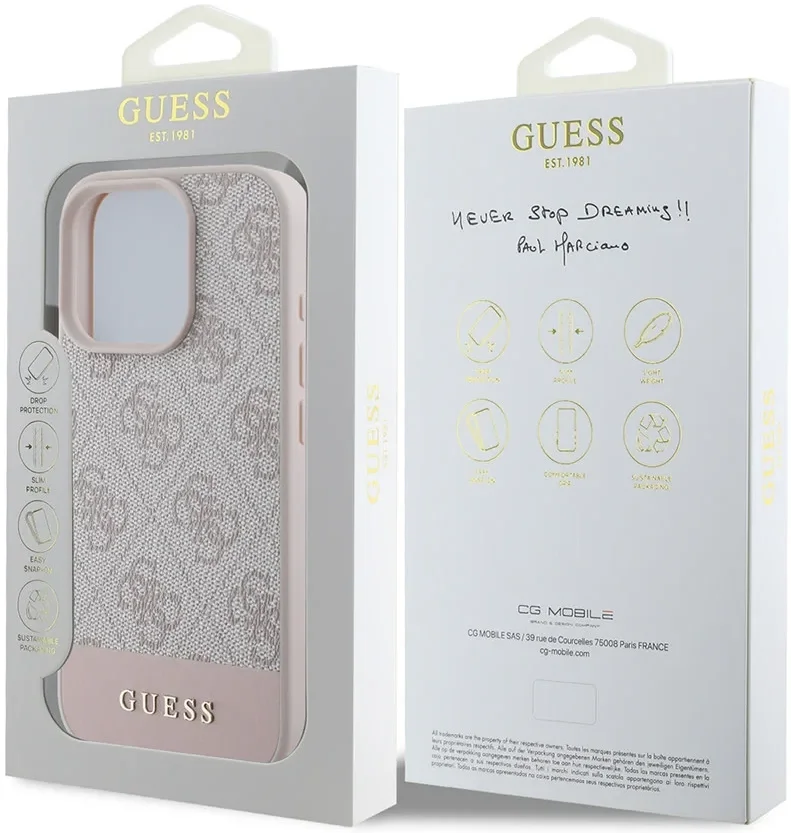 Guess 4G Bottom Stripe Apple iPhone 16 Pro Hoesje Back Cover Roze afbeelding 8