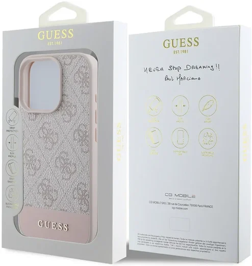 Guess 4G Bottom Stripe Apple iPhone 16 Pro Hoesje Back Cover Roze afbeelding 8