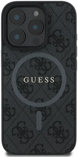 Guess 4G Ring Classic Logo iPhone 16 Pro Hoesje MagSafe Back Cover Zwart afbeelding 2