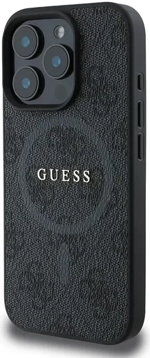 Guess 4G Ring Classic Logo iPhone 16 Pro Hoesje MagSafe Back Cover Zwart afbeelding 3