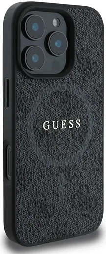 Guess 4G Ring Classic Logo iPhone 16 Pro Hoesje MagSafe Back Cover Zwart afbeelding 4