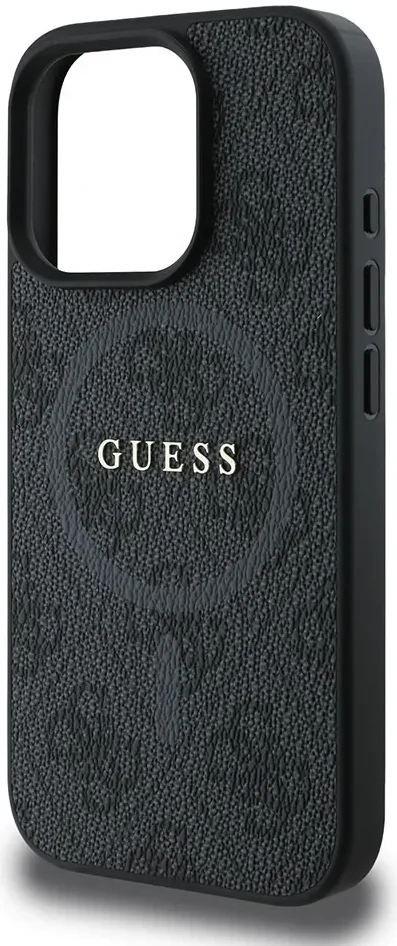 Guess 4G Ring Classic Logo iPhone 16 Pro Hoesje MagSafe Back Cover Zwart afbeelding 6