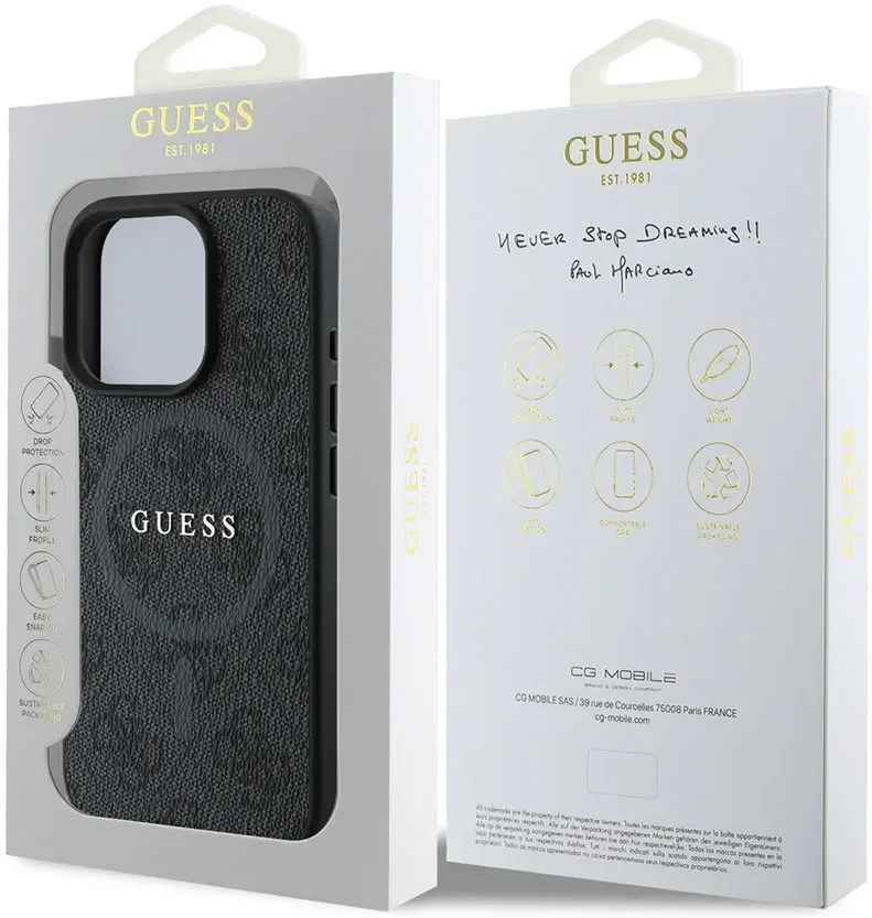 Guess 4G Ring Classic Logo iPhone 16 Pro Hoesje MagSafe Back Cover Zwart afbeelding 8