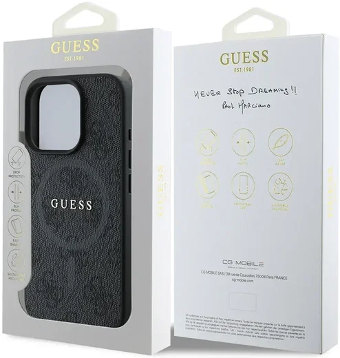 Guess 4G Ring Classic Logo iPhone 16 Pro Hoesje MagSafe Back Cover Zwart afbeelding 8