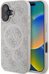 Guess 4G Ring Classic Logo iPhone 16 Hoesje MagSafe Back Cover Roze afbeelding